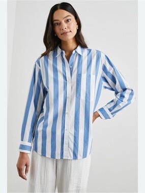 ✨ Rails Arlo Striped Button Down Shirt XXS Oversized Coastal Preppy ✨